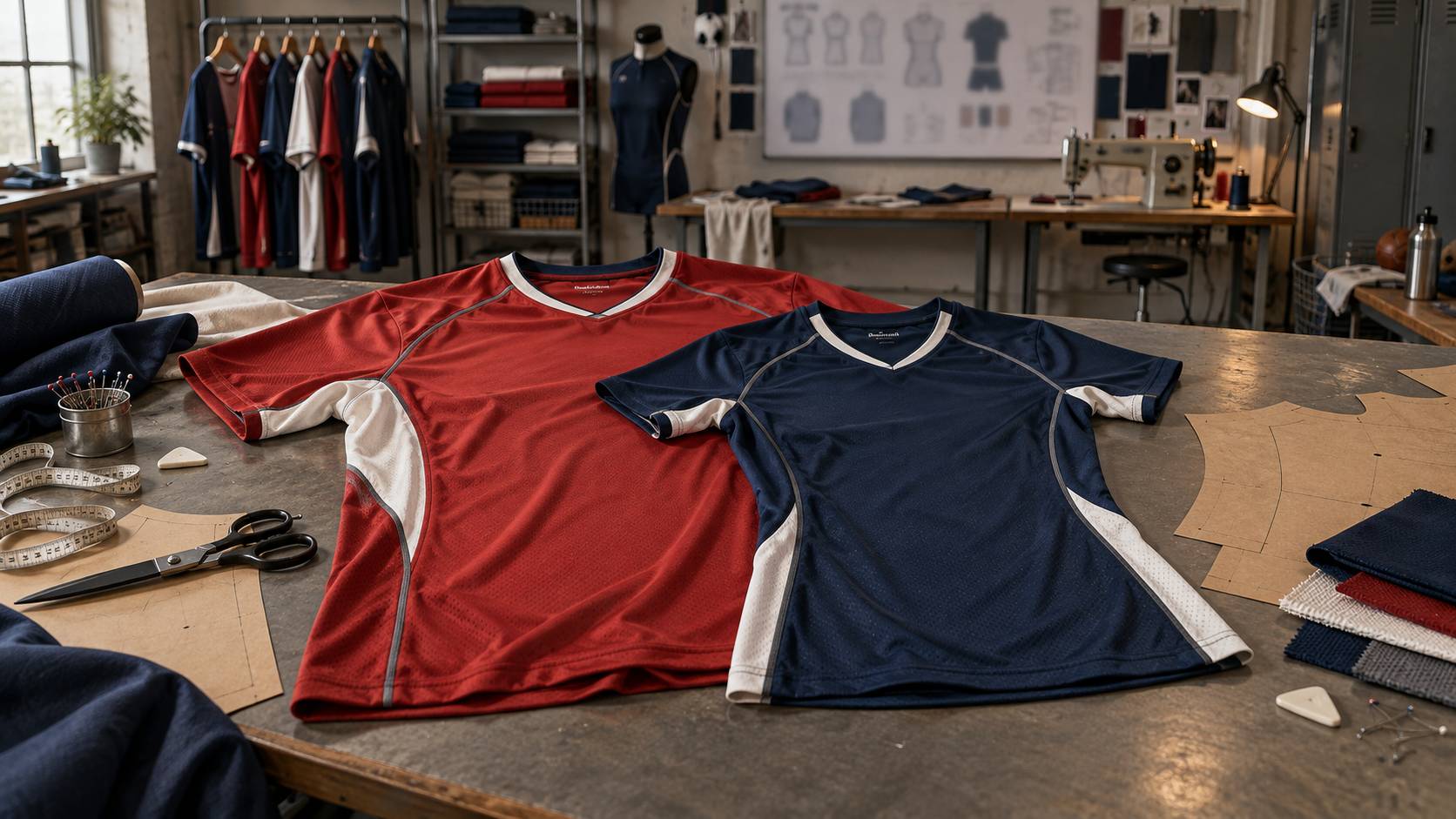 Comparaison de deux maillots superposés pour vérifier les écarts de taille